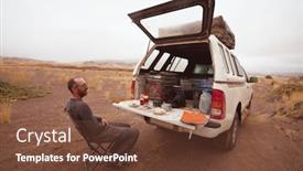  Presentation with camping - PPT layouts consisting of offroad-4x4-vehicle-for-camping background and a tawny brown colored foreground