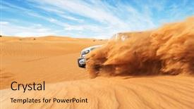  Presentation with activity - Audience pleasing slides consisting of offroad car 4x4 in desert backdrop and a yellow colored foreground