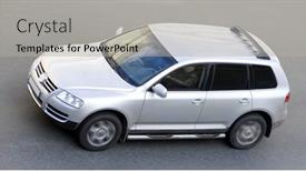  Presentation with luxury car - Audience pleasing theme consisting of offroad-car-on-street-shot backdrop and a light gray colored foreground