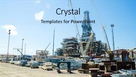  Presentation with drilling - PPT theme enhanced with offshore drilling during construction onshore background and a light blue colored foreground