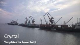  Presentation with ship - Slides with offshore oil gas construction - ship building background and a gray colored foreground