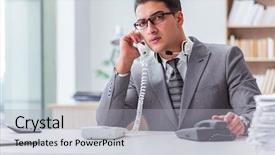  Presentation with call center reporting - Amazing slide set having offshoring marketing - call center operator talking backdrop and a  colored foreground