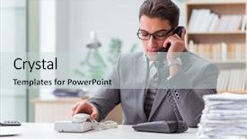  Presentation with call center - PPT layouts enhanced with offshoring marketing - call center operator talking background and a  colored foreground