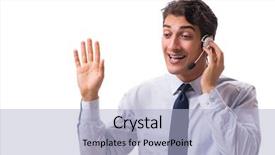  Presentation with background - Amazing PPT theme having offshoring marketing - man with headset isolated backdrop and a  colored foreground