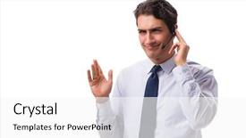  Presentation with monarch butterfly isolated on white - PPT theme enhanced with offshoring marketing - man with headset isolated background and a white colored foreground