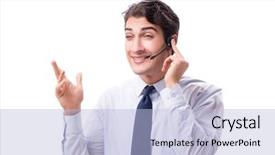  Presentation with history earth globe isolated white - Audience pleasing presentation theme consisting of offshoring marketing - man with headset isolated backdrop and a  colored foreground