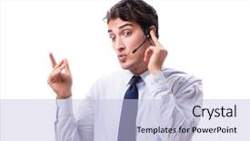  Presentation with octopus on isolated white - Presentation design consisting of offshoring marketing - man with headset isolated background and a light blue colored foreground