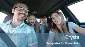  Presentation with conflicts parents and children - Slides having offspring - close up happy parents background and a ocean colored foreground