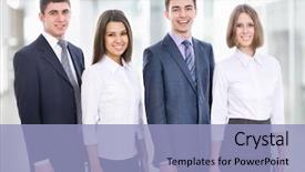  Presentation with group of people - Audience pleasing theme consisting of ofice - group of young business people backdrop and a  colored foreground