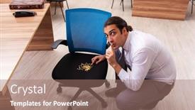  Presentation with business diversity wheel chair - Beautiful slides featuring ofice-prank-with-sharp-thumbtacks backdrop and a coral colored foreground