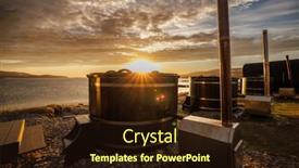  Presentation with hot tub - PPT theme featuring ofuro-tub-by-the-sea background and a wine colored foreground