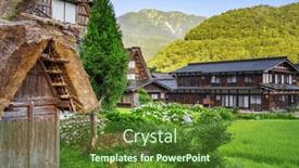  Presentation with thatch roof - Presentation theme consisting of ogimachi-shirakawa-japan and a tawny brown colored foreground