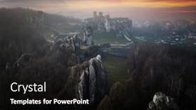 Presentation with fog - Presentation theme having ogrodzieniec-castle-in-the-morning background and a black colored foreground