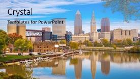  Presentation with cleveland ohio - Amazing PPT theme having oh - cleveland ohio usa skyline backdrop and a light blue colored foreground