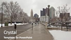  Presentation with columbus - PPT theme having ohio on a snowy day background and a gray colored foreground