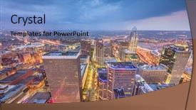  Presentation with cincinnati - PPT theme with ohio usa skyline from above background and a light blue colored foreground