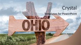  Presentation with agriculture - Colorful presentation design enhanced with ohio wooden sign with agriculture backdrop and a light blue colored foreground