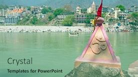  Presentation with rock - PPT theme having ohm-sign-on-a-rock background and a seafoam green colored foreground