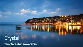 Presentation with sunset - Colorful slides enhanced with macedonia - ohrid lake after sunset backdrop and a ocean colored foreground