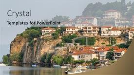  Presentation with macedonia - Slide set having ohrid-town-at-the-shore background and a lemonade colored foreground