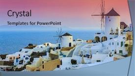  Presentation with santorini - Beautiful slides featuring oia santorini greece sunset backdrop and a coral colored foreground