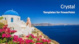  Presentation with santorini - Slide set enhanced with oia santorini greece background and a dark gray colored foreground
