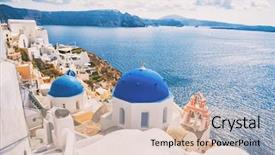  Presentation with luxury travel - Cool new presentation with oia village european destination backdrop and a lemonade colored foreground