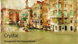  Presentation with artwork - Presentation having oil - amazing venice - artwork background and a yellow colored foreground