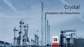  Presentation with fuel oil - Cool new presentation with oil and fuel installation with oil-sign standing in front of refinery backdrop and a light blue colored foreground