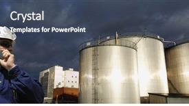  Presentation with fuel oil - Colorful slide set enhanced with oil and fuel storage tanks backdrop and a ocean colored foreground