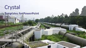  Presentation with pipe line - Colorful presentation theme enhanced with oil and gas industry backdrop and a sky blue colored foreground