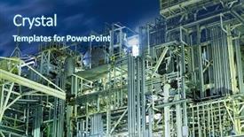  Presentation with oil gas - Theme with oil and gas refinery industrial background and a ocean colored foreground