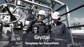  Presentation with oil gas - Cool new slide deck with oil and gas workers inside backdrop and a dark gray colored foreground