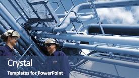  Presentation with petroleum - Presentation design consisting of oil and gas workers background and a ocean colored foreground