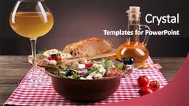  Presentation with shades of olive green - Colorful theme enhanced with oil and glass of wine backdrop and a dark gray colored foreground