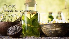  Presentation with oil - Theme with oil-and-natural-medicine-wooden background and a blonde colored foreground