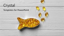  Presentation with capsules - Presentation enhanced with oil arranged in a fish background and a light gray colored foreground