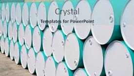  Presentation with oil - Slide set with oil-barrel-lined-up background and a light blue colored foreground