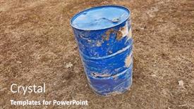  Presentation with oil - Theme consisting of oil-barren-on-the-ground background and a violet colored foreground