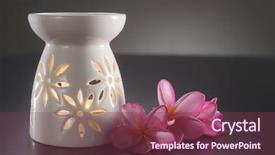  Presentation with oil - Beautiful presentation theme featuring oil burner with the frangipani backdrop and a violet colored foreground