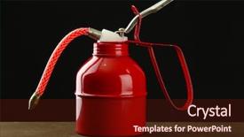  Presentation with oil rig in white and black - Theme enhanced with oil can on black background background and a wine colored foreground