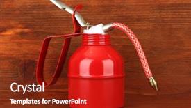  Presentation with oil and gas - Amazing PPT theme having oil can on wooden background backdrop and a tawny brown colored foreground