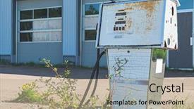  Presentation with gas pump - Audience pleasing theme consisting of oil canada - weathered gas pump backdrop and a mint green colored foreground