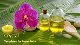  Presentation with stones - Slides featuring oil candle on wet banana background and a  colored foreground