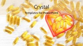 Presentation with heart shape from natural tree - PPT theme consisting of oil capsules and heart-shape background and a blonde colored foreground