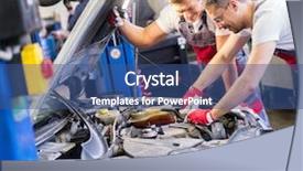  Presentation with mechanics - Colorful PPT theme enhanced with oil change - two mechanics fixing car backdrop and a ocean colored foreground