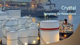  Presentation with petrochemical - Slide set having oil company - petrochemical industrial plant at sunset background and a ocean colored foreground