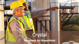  Presentation with chemical plant - Amazing theme having oil company - two chemical factory workers working backdrop and a tawny brown colored foreground