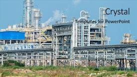  Presentation with tank - PPT theme having oil crisis - industrial landscape with chimneys tank background and a light blue colored foreground