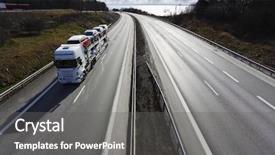  Presentation with trucking - Beautiful presentation design featuring oil delivery truck - trucking on scenic highway delivering backdrop and a gray colored foreground